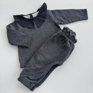 Collared Cotton Baby Sweatsuit Set - 12M
